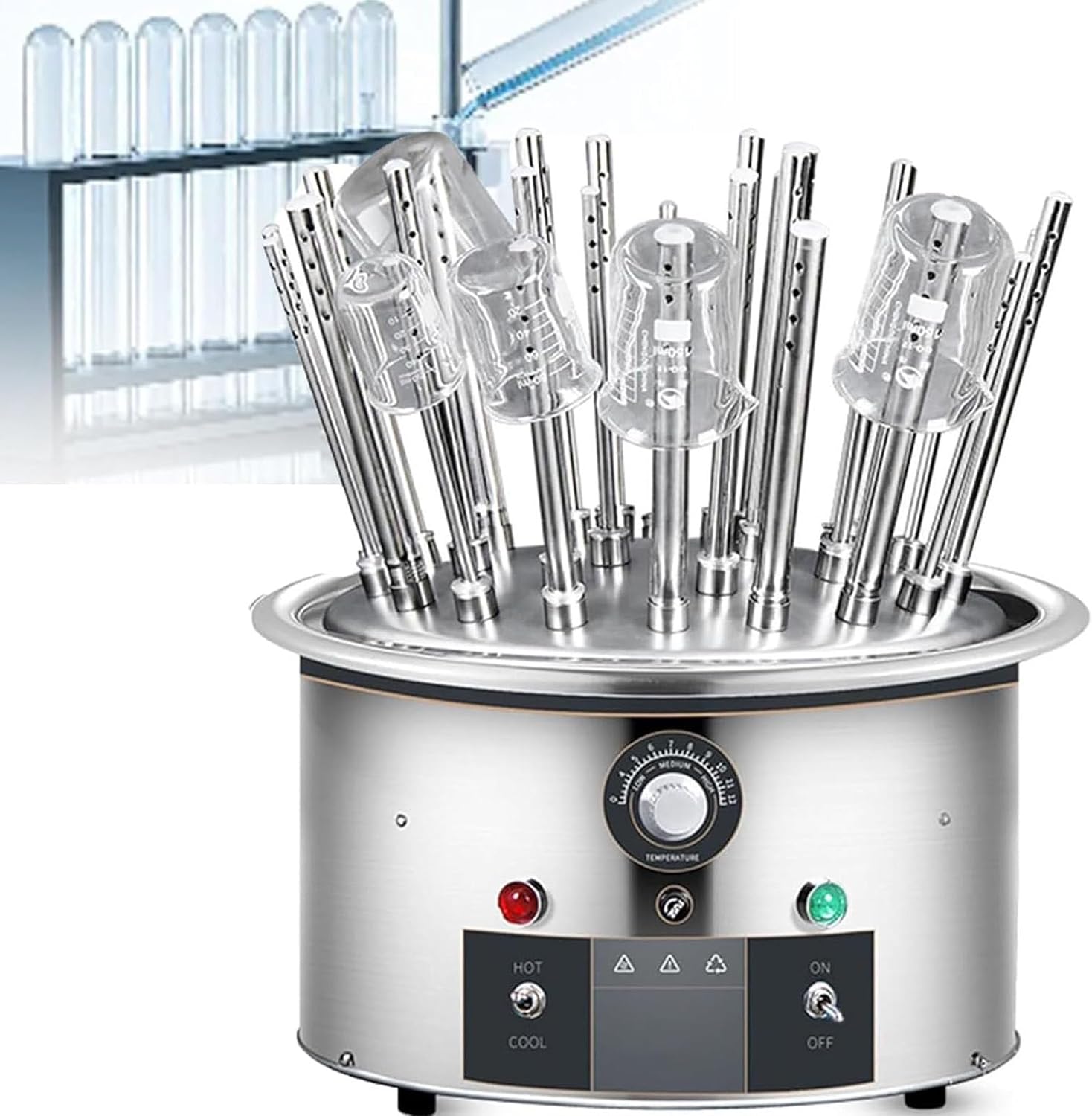 Lab Glassware Dryer with Drying Pipes, Lab Glassware Dryer, Porous Laboratory Drying Machine, 40～120℃ Temperature Adjustment (12hole)