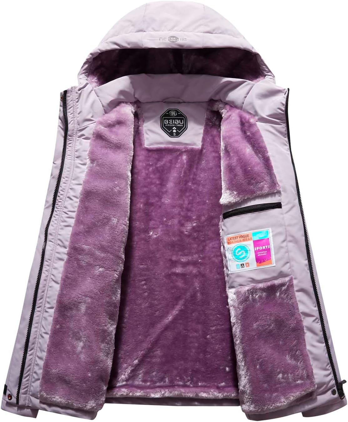 Nuofengkudu Women's Skiing Jackets with Hoode Mountain Waterproof Snow Jackt Windproof Rain Jacket with 5 Pockets