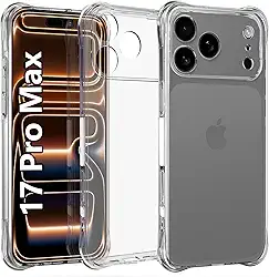 USTIYA Capa para iPhone 17 Pro Max 6,9 polegadas 2025 Case Uso Resistente, Capinha Bumper Absorção Choques em TPU Transparente Protector Câmera Espessamento nas Quatro Pontas da Carcasa