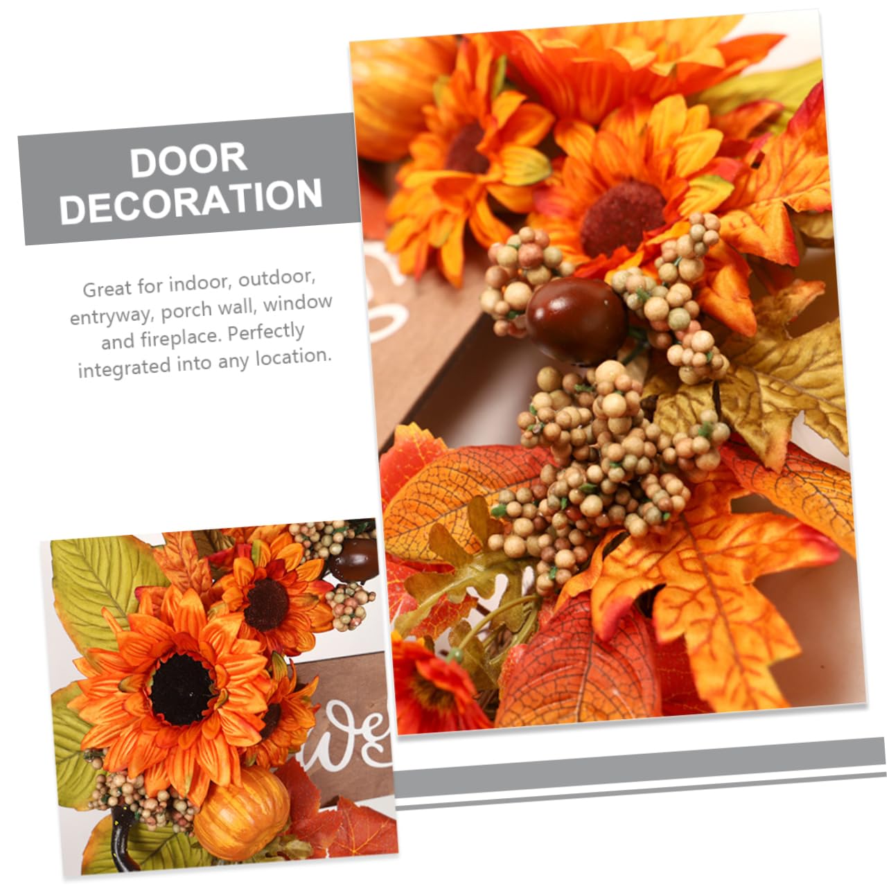 Sonnenblumen Herbstkranz für Türdekoration, Orange