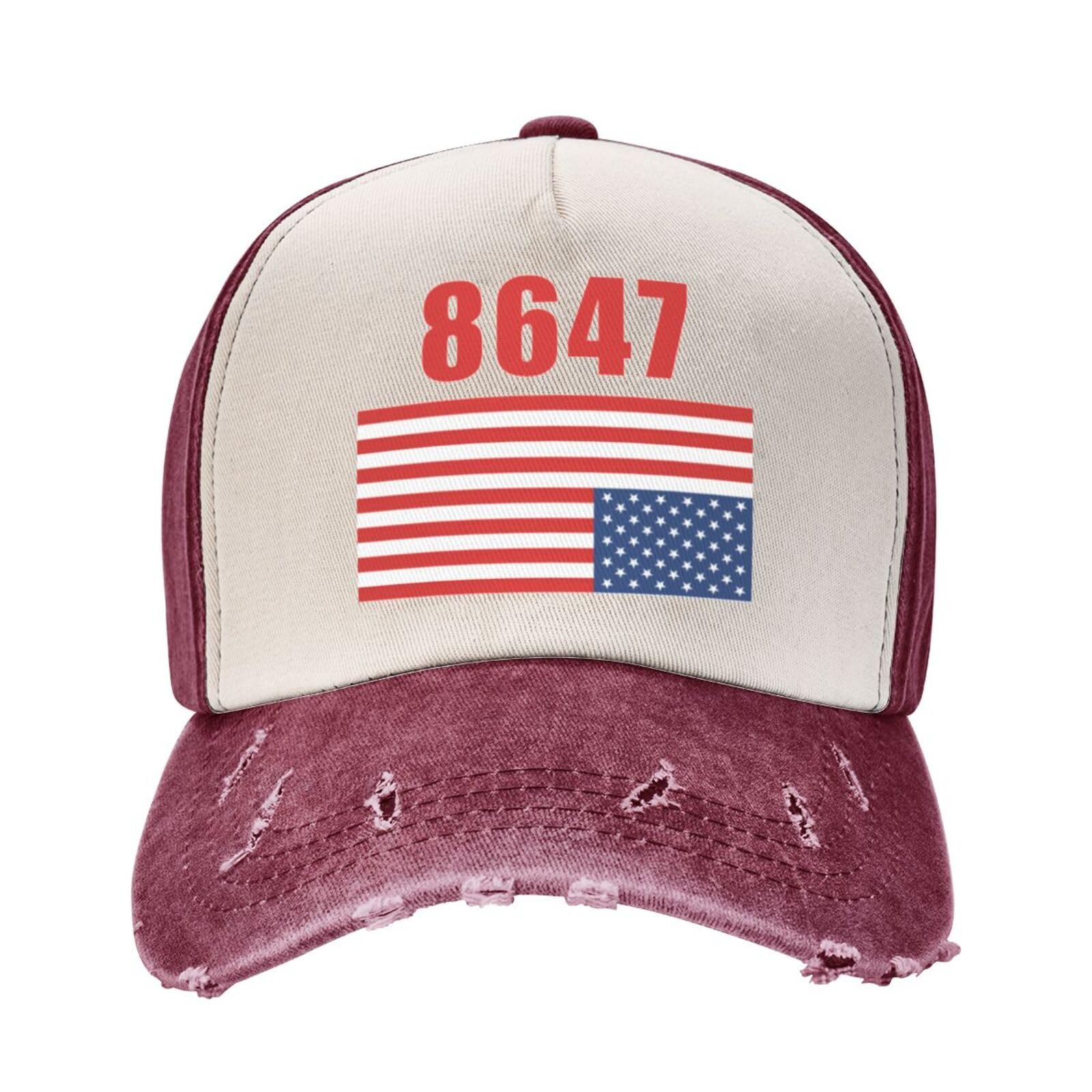 CMNNPAJKKL 8647 Hat Fashion Cowboy Hat Upside Down American Flag Dad Cap Dark Red