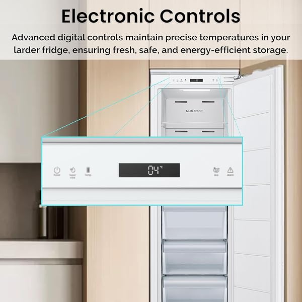 Teknix BITHTZFF Integrated Tall Freezer - Built-in with 235L Capacity - Total No Frost - Suitable for Outbuildings - Digitals Controls - Two Year Cover - White, H177.2 x W54.0 x D54.5 (cm) - 5