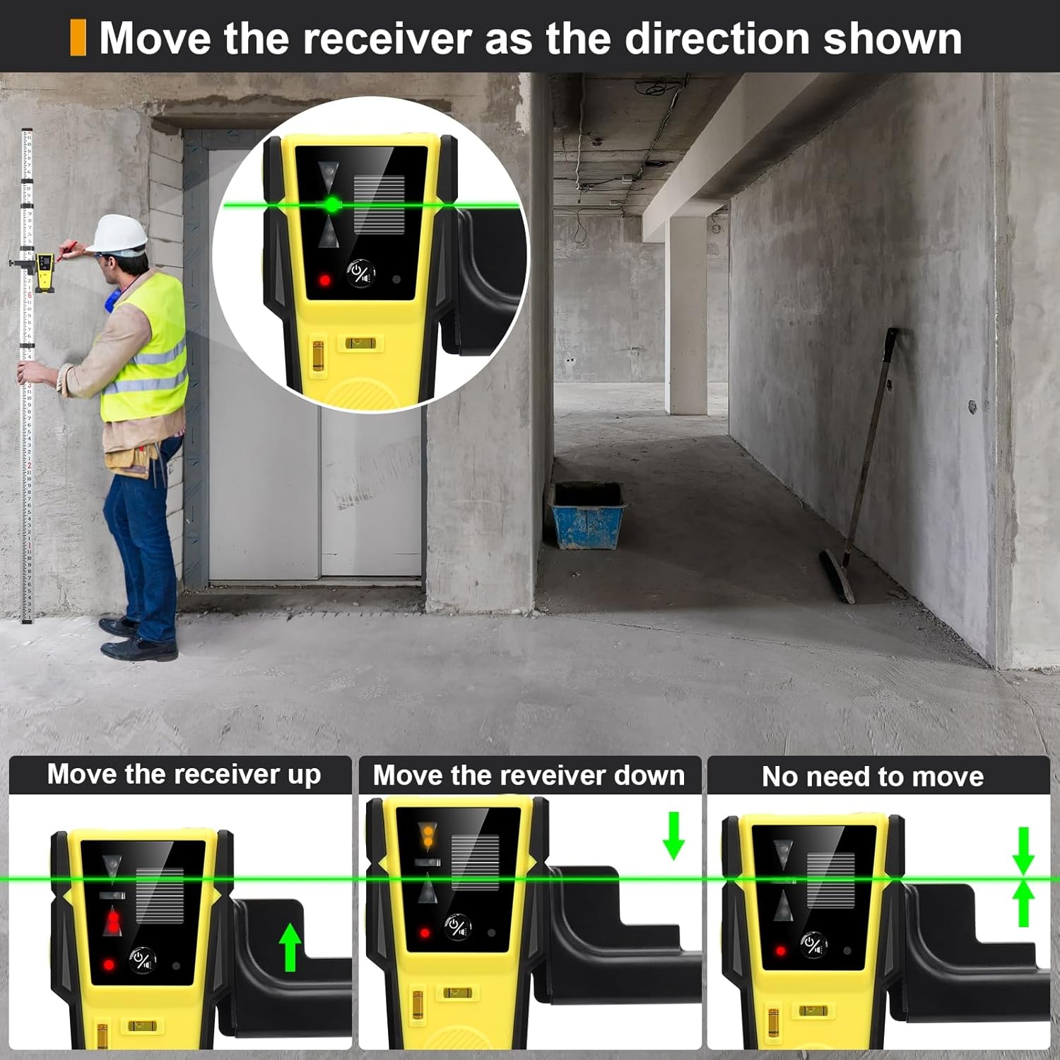 Firecore 360° Self Leveling Cross Line Laser Level with Compatible FD30 Laser Receiver