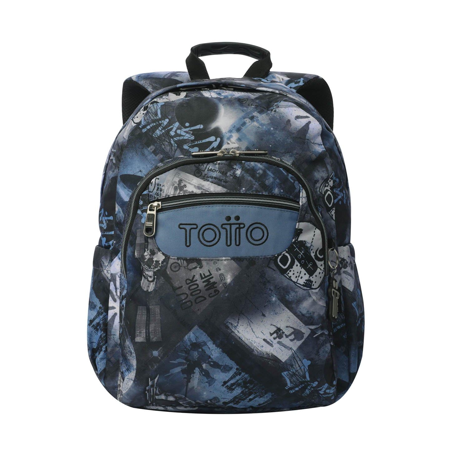 TOTTO - Mochila Escolar Adaptable a Carro, Modelo Acuareles, Capacidad 20 L, Bolsillo para Pc 14", 2 Bolsillo Botella, Espaldar Ergonómico con Flujo de Aire, Cómodas Correas en S, Estampado Film