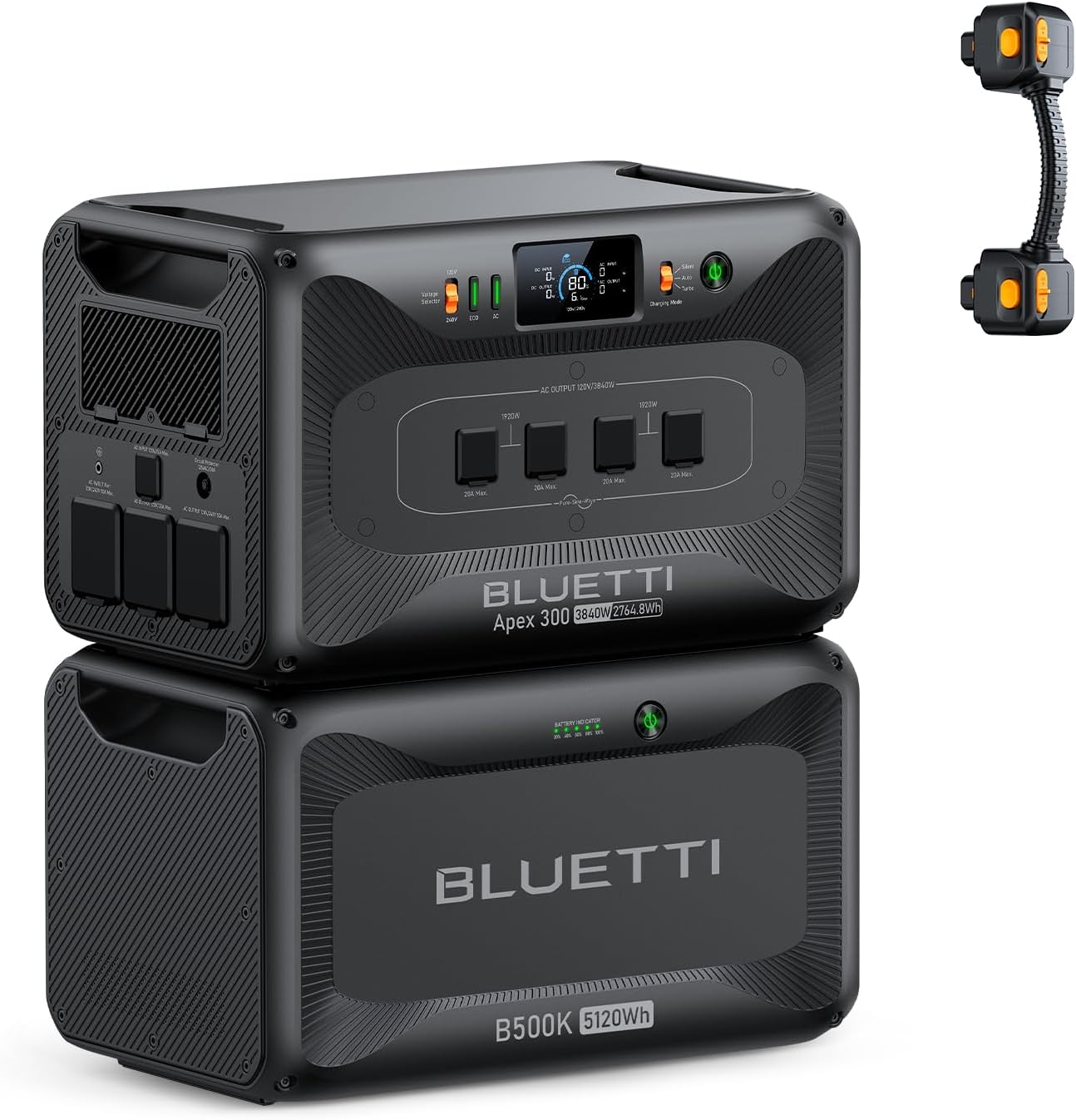 BLUETTI Apex 300 Transportable Energy Station & B500K Growth Battery, 7884.8Wh LFP Battery Backup with 6 3840W AC Retailers (7680W Surge), 120V/240V Twin Voltage Output, for Residence, RV and Emergencies