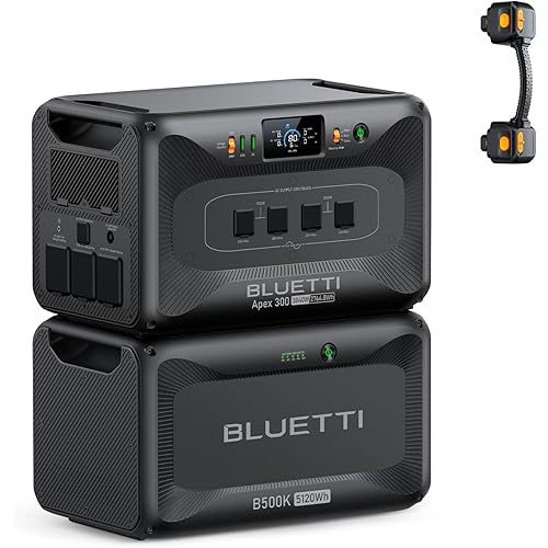 BLUETTI Apex 300 Portable Power Station & B500K Expansion Battery, 7884.8Wh LFP Battery Backup with 6 3840W AC Outlets (7680W Surge), 120V/240V Dual Voltage Output, for Home, RV and Emergencies