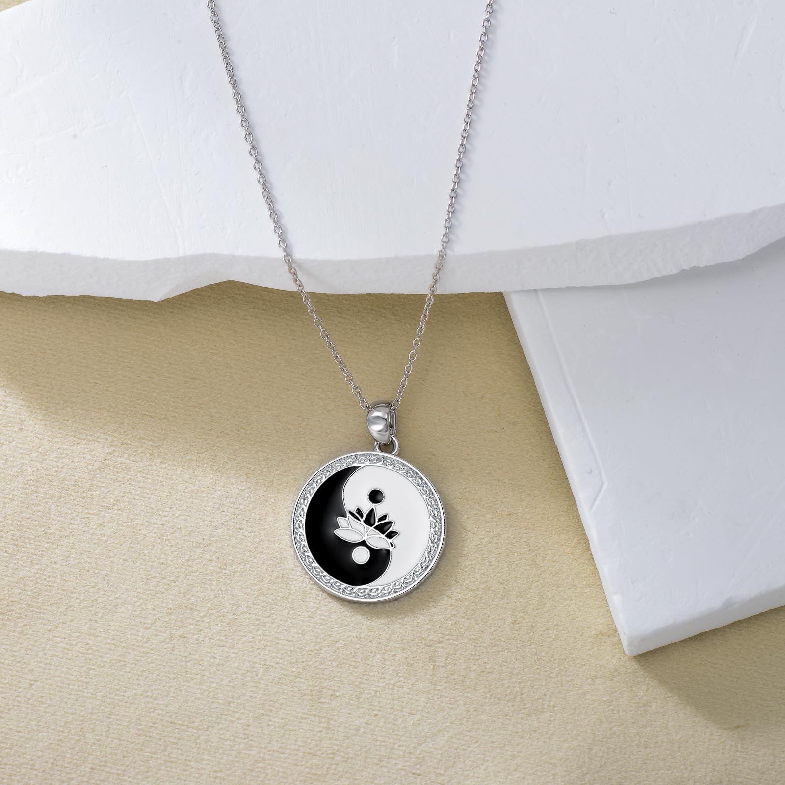 PROESS Lotus/Sunflower Colgante Collar de Plata de Ley 925 Flor Cadena Joyería Regalos para Mujeres Niñas Madre