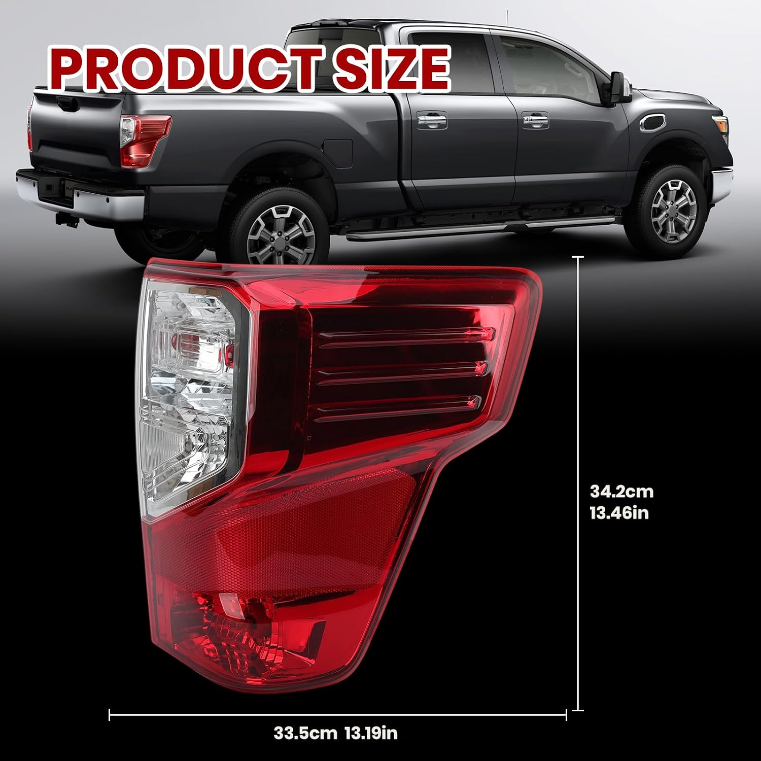 Tail Light Compatible with 2017-2023 Nissan Titan/2016-2023 Nissan Titan XD with Bulbs(Right Passenger Side)