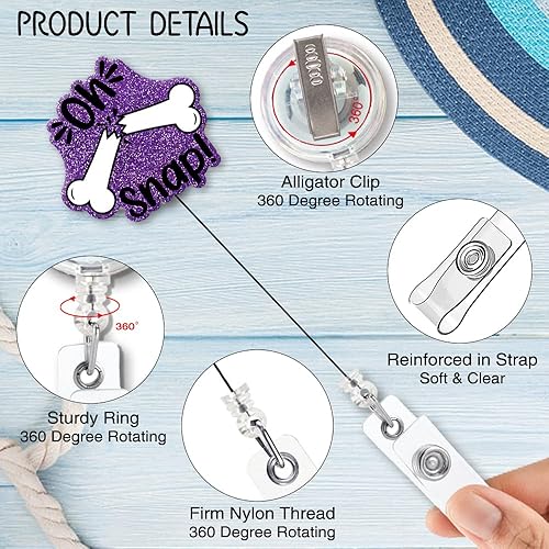 Miniatura 3 de Oh Snap - Soporte para carrete de insignia con clip de tiburón de metal, etiqueta de identificación de trabajo de laboratorio de hospital, regalo de