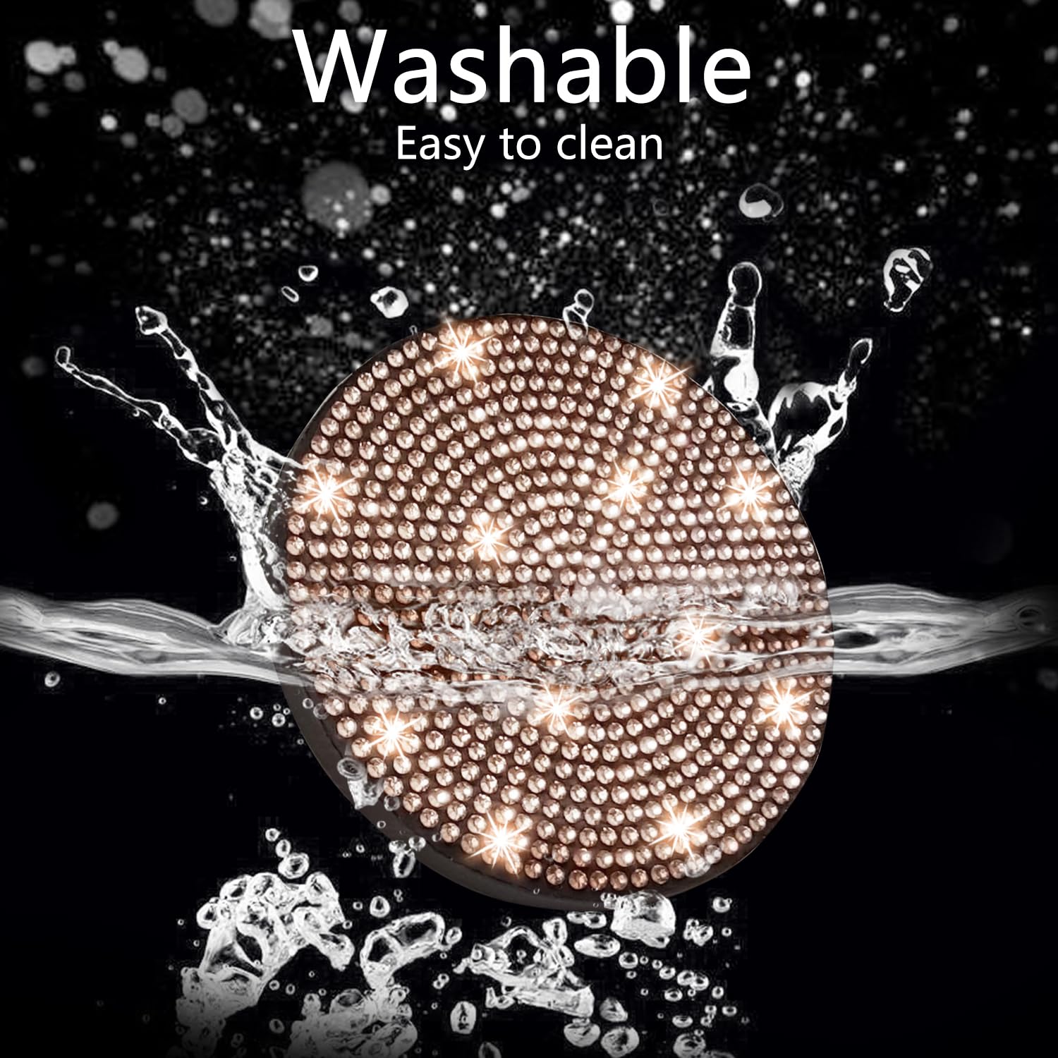 NBTEPEM 2pcs Bling Car Cup Holder Coaster, 2.75 inch Anti-Slip Shockproof Universal Fashion Car Coasters Insert Bling Crystal Rhinestone Automotive Interior Accessories for Women (2 pcs, Champagne)