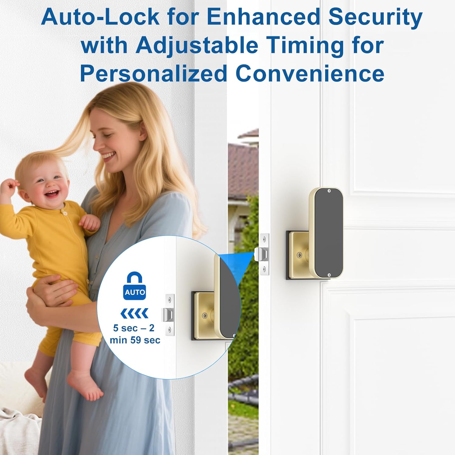 Foxgard Fingerprint Door Lock – 5-in-1 Biometric Smart Lock with Keypad, App Control, Key, Auto-Lock, Electronic Anti-Lock – Keyless Entry for Bedroom, Office, Indoor Use – Gold