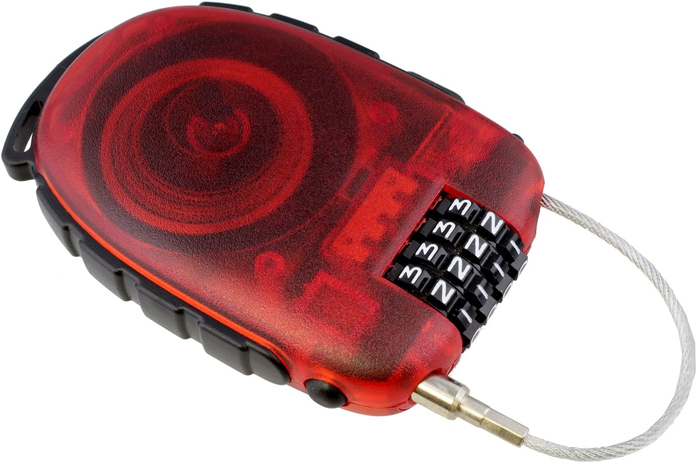 7Penn Steel Cable Lock with 4-Digit Tumbler Combination 3ft Long Cord in Red – Adjustable Combo for Bike Luggage