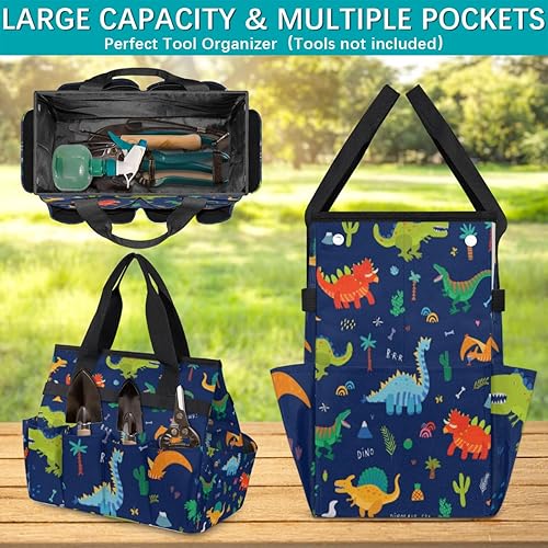 Miniatura 4 de Bolsa de herramientas de jardín de dibujos animados de dinosaurios para mujeres y hombres, bolsas de almacenamiento de herramientas de jardinería