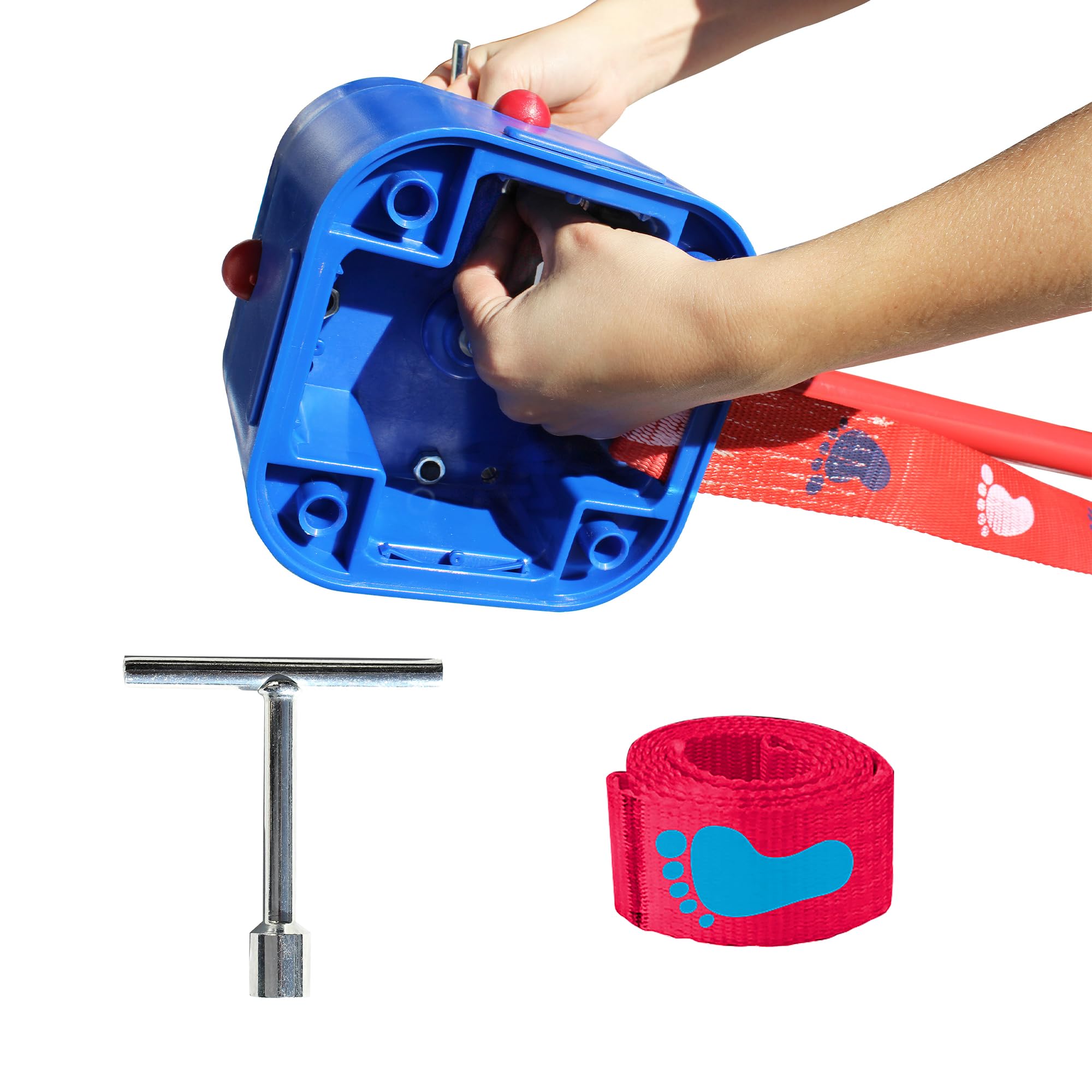 Slackline für Kinder, zur Entwicklung von Gleichgewicht und Koordination, Blau und Rot