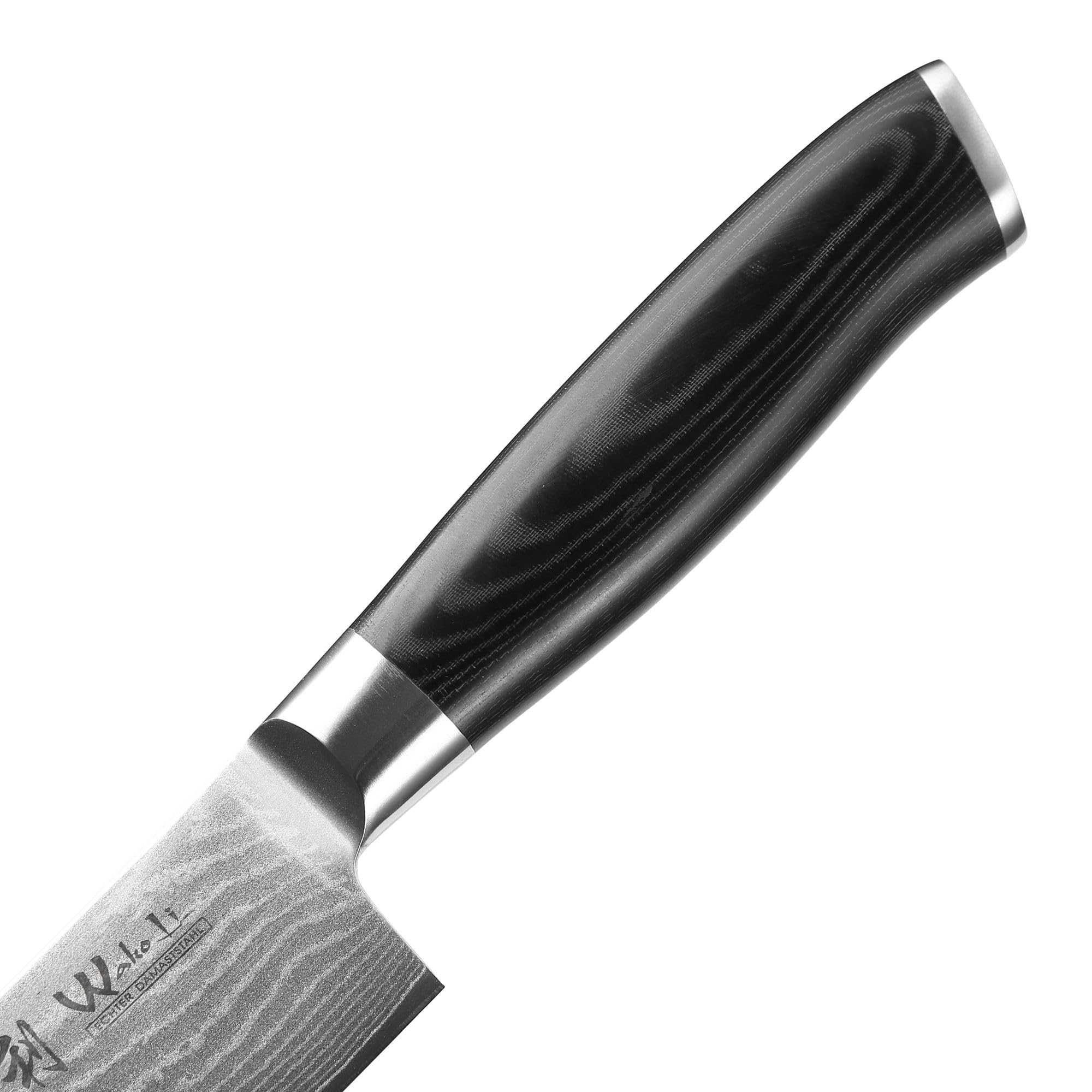 Wakoli Mikata 3-teiliges Messerset aus 67 Lagen Damaststahl mit VG10 Kern | Santoku, kleines Santoku und Officemesser; Micarta-Griffe, Geschenkbox, beidseitiger V-Schliff, für Fleisch, Fisch und Gemüse