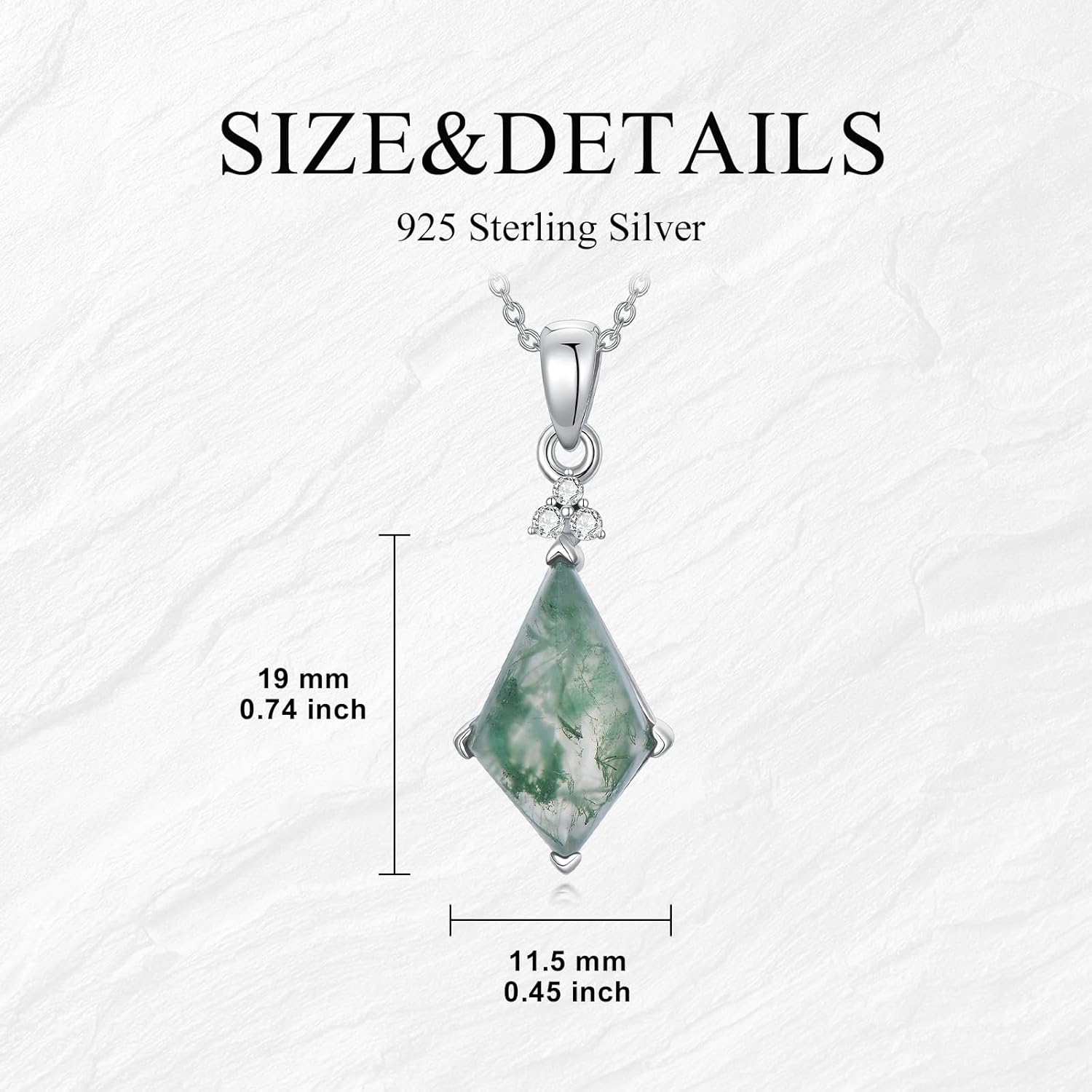 Aihpos Natural Moss Agate Necklaces For Women 925 Sterling Silver Green Moss Pendant With 18''+2'' Chain Moss Agate Jewelry Necklace for her - Image 5