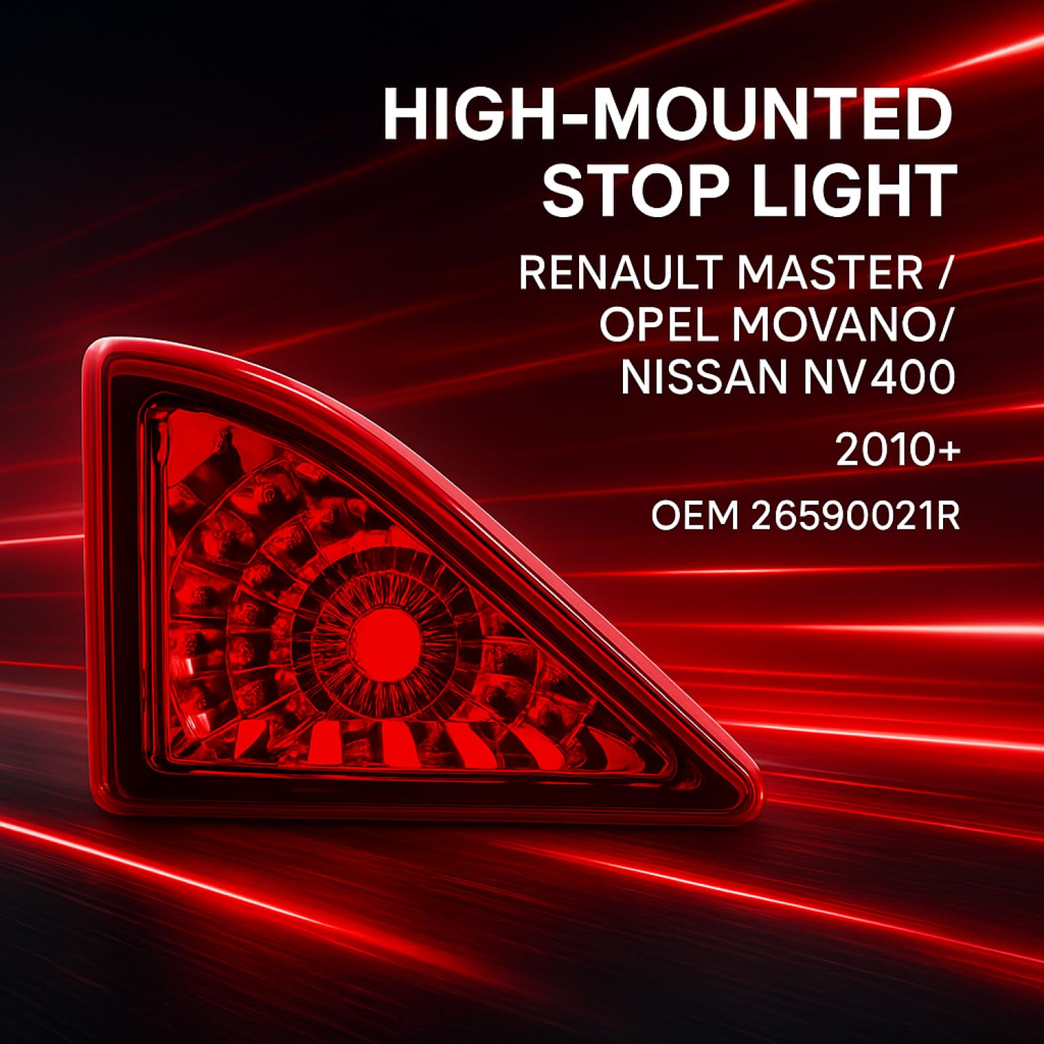 Generico Terza Luce di Freno Stop Luce Freni Centrale posteriore Fanale Posteriore Rosso Compatibile con Opel Movano Vauxhall Movano Nissan NV400 Interstar Renault Master III 3 (2010+) 265900021R