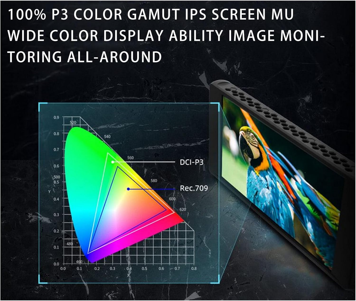 Portkeys PT6 5.2-Inch Camera Monitor with 600nits Brightness and 100% DCI-P3 Color Space Coverage - HDMI Input/Output Ports and 3D-LUT Output Capabilities