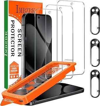 IMBZBK [Auto-Dust Removal] 3 Pack Screen Protector for Google Pixel 10 Pro XL [Phone Case Friendly], 3 Tempered Glass Camera Lens Protector Accessories, Military Grade Shatterproof