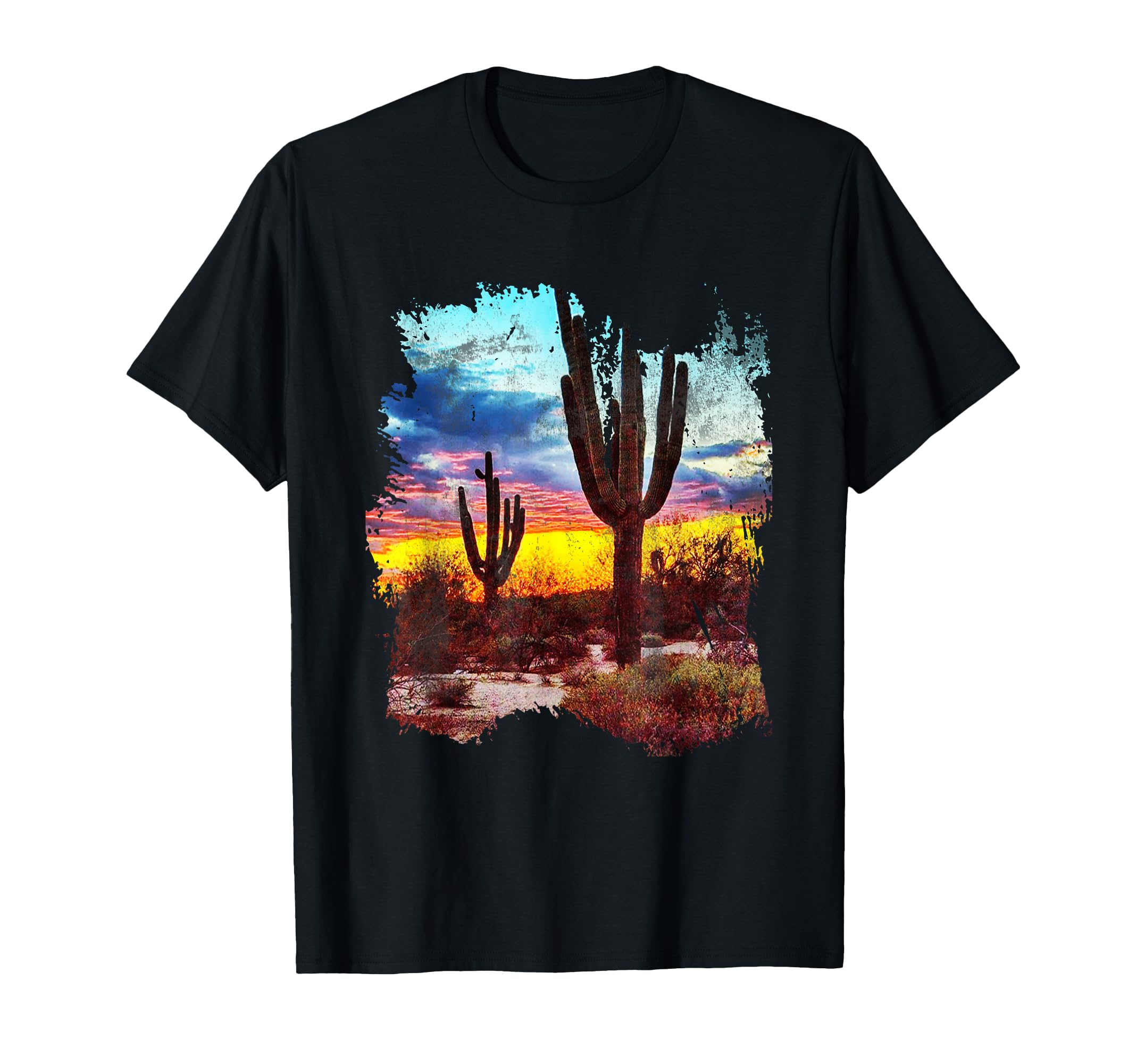 Southwest Desert Cactus Vintage Sunset Scene 80's Western T-Shirt