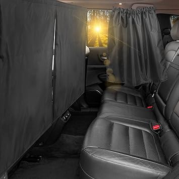STHIRA® Car Blackout Curtain & Divider Curtain, 2Pcs Car Window Curtains, Partition Privacy Curtain with Tension Cords, Upholstery Protection, Universal Blackout Curtain for Suv, Van - image, photos