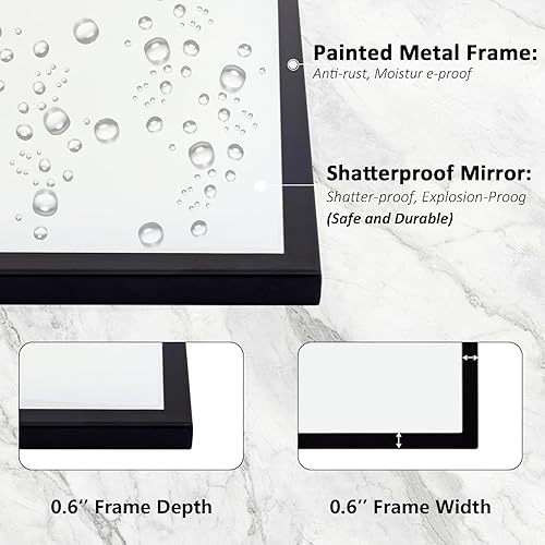 Miniatura 3 de Espejo decorativo de pared, espejo de baño negro, espejo de tocador con marco de metal, espejo de acento moderno para sala de estar, entrada y