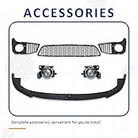 Vista 5 de PENSUN Estilo M4 Defensa Delantera con agujeros PDC y luces antiniebla Compatible con BMW 3 Series E90 E91 Sedán de 4 puertas 2006-2008, No