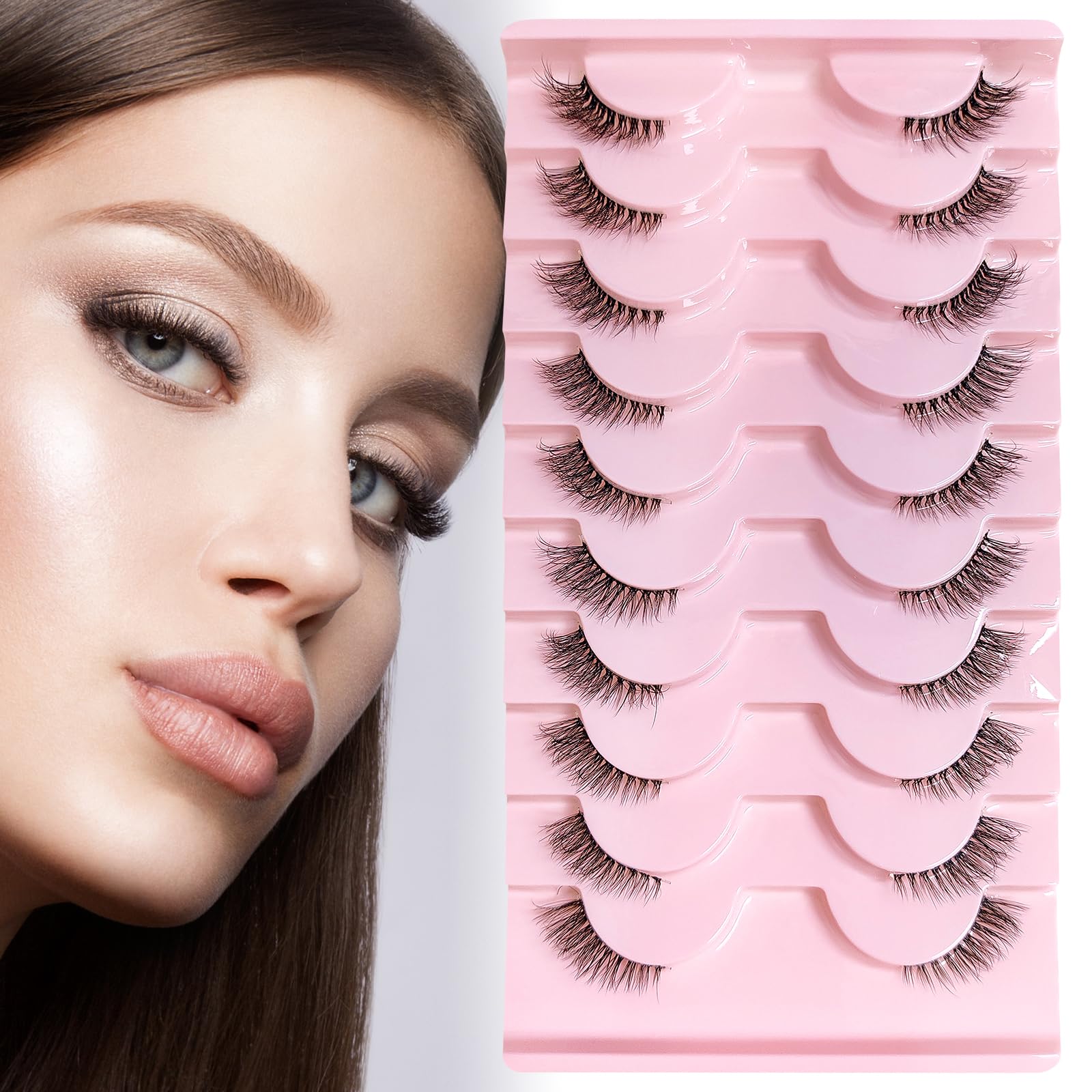 Obidodi False Eyelashes, Individual Lashes Cluster, Lashes Mink Faux, Natural Half Lashes, Wispy Cat Eye Lashes, DIY Eyelash Extension Soft Fluffy Cluster Eyelash