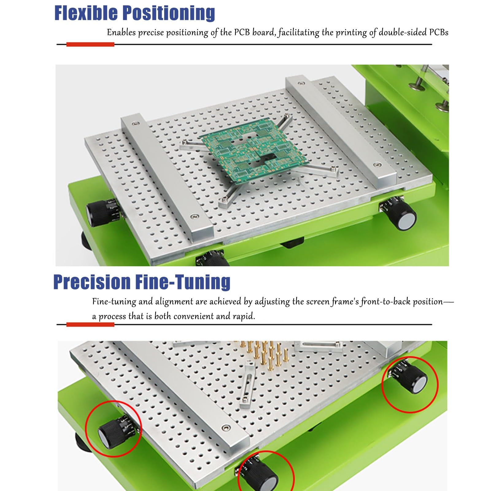 Impresora manual de pasta de soldadura de PCB, impresora de plantillas ajustable al calor de alta precisión para montaje SMT, producción electrónica industrial