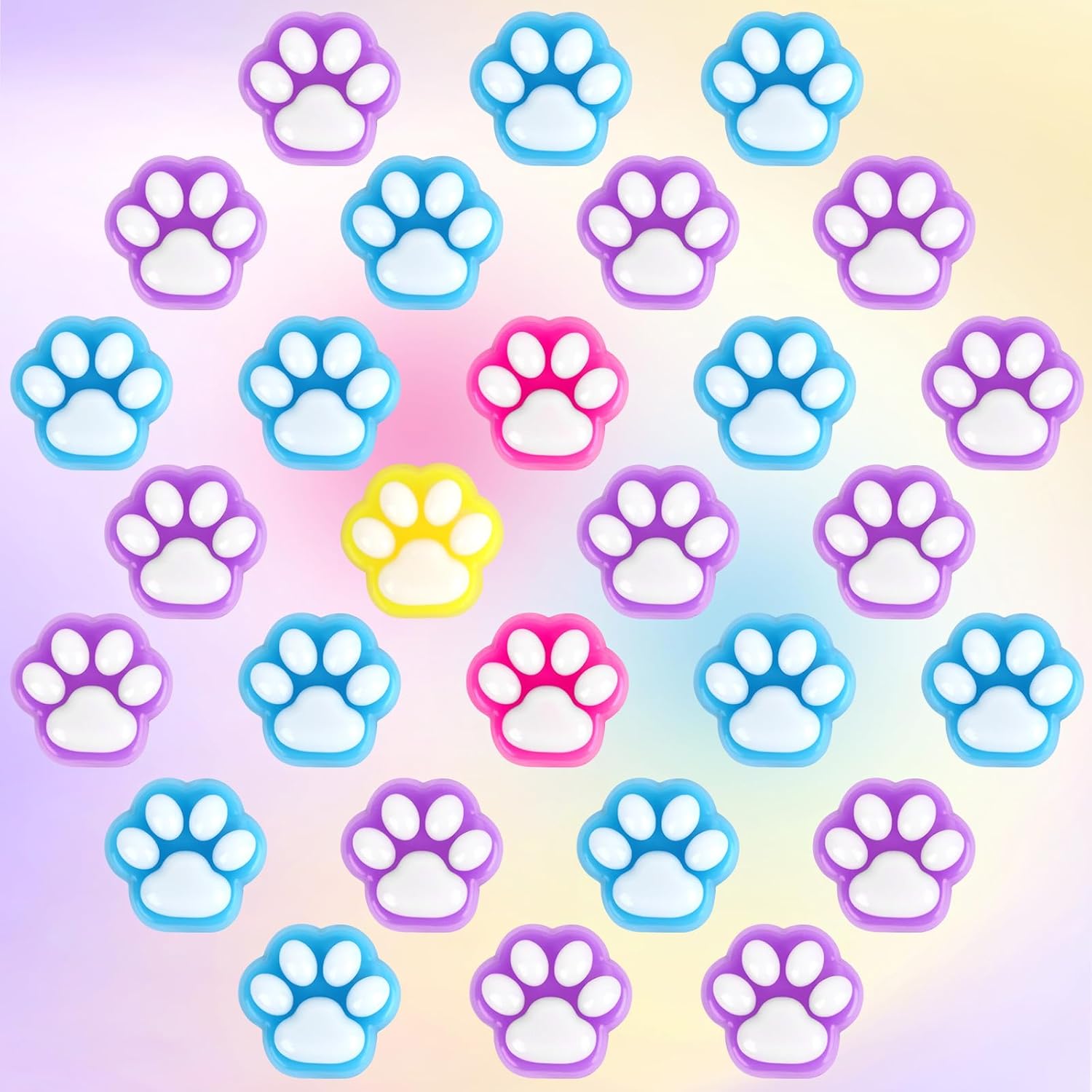 28 Pcs Mini Squishy Cat Paw, Cute Fidget Toys Colorful Mochi Squeeze Stress Squishies for Kids Adults Anxiety Stress Relief, Classroom Prizes, Birthday Gifts Party Favors (Solid Color)