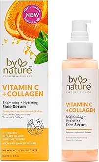 From New Zealand | Vitamin C + Collagen - Brightening + Hydrating - Face Serum | Vegan Formula with Turmeric Extract | 90mL