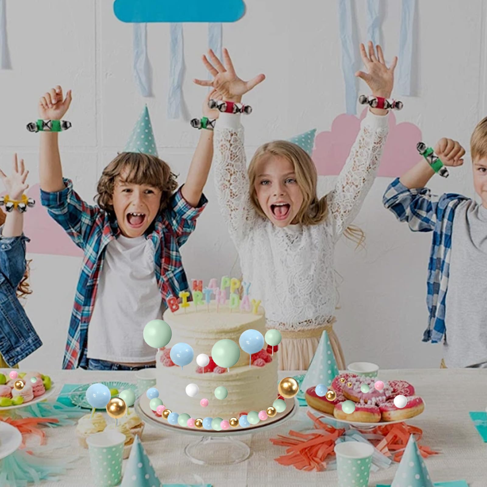 50 Stuks Zilveren Ballen Taart Decoratie Set - Mini Schuim Cupcake Toppers Voor Verjaardagstaarten