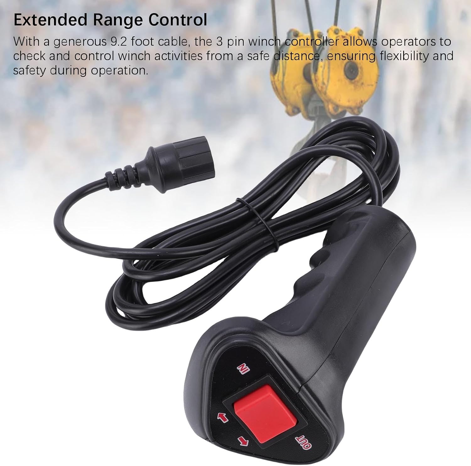 Hyuduo 3 Pin Universal Electric Winch Controller 3 Pin Plastic Winch Remote Control with 9.2ft Cable Remote Operated Control System Ergonomically Designed for Easy Handling