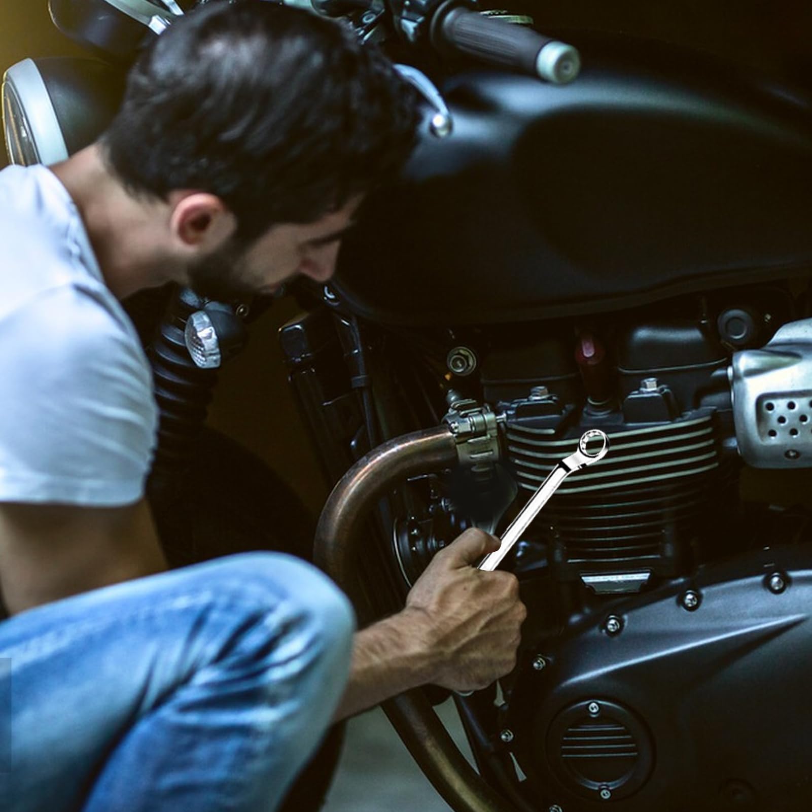 Set di chiavi a cricchetto, con impugnatura antiscivolo, strumenti meccanici professionali per riparazioni automobilistiche e progetti domestici | Acciaio Cromo Vanadio per Utensili Meccanici, Attrezzature per Riparazioni per Manutenzione di
