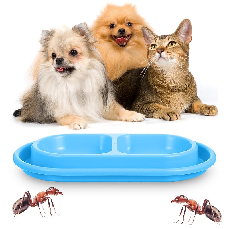 Tigela Antiformigas para Gatos e Cães de Plástico PP com Base Antiderrapante Azul 1 Unidade