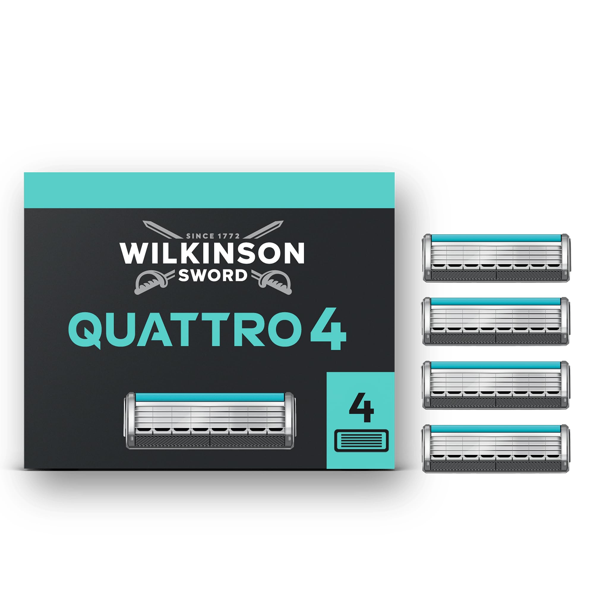 Wilkinson Sword Quattro Rasierer-Ersatzklingen, 4er-Pack