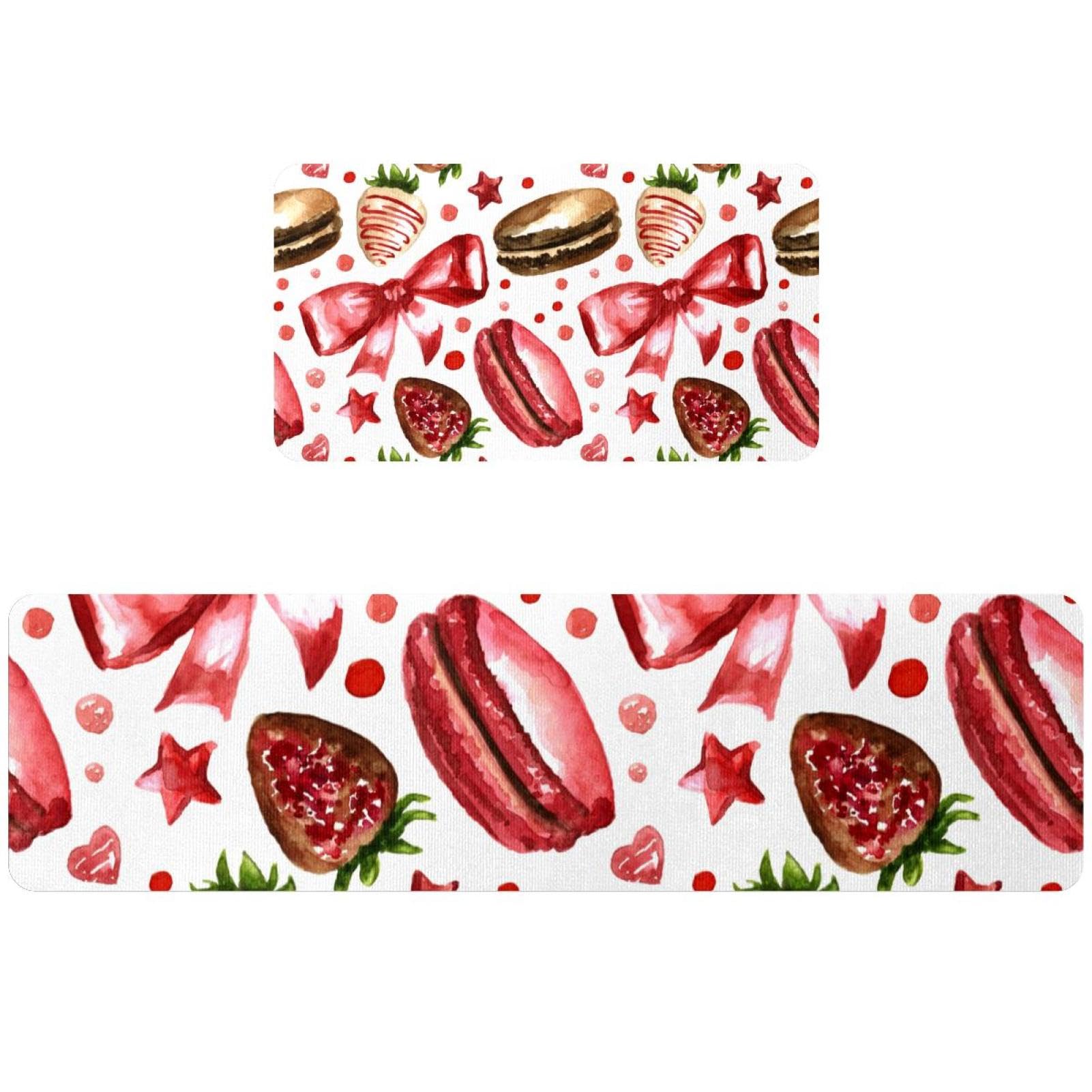 Tapete absorbente de cocina con diseño de macarrón y base segura