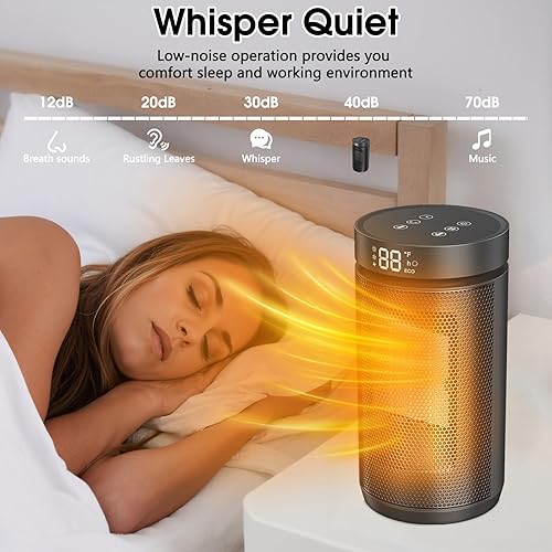 Miniatura 3 de Calentadores de espacio para uso en interiores, calentador eléctrico portátil de cerámica PTC de 1500 W con termostato y control remoto, oscilación