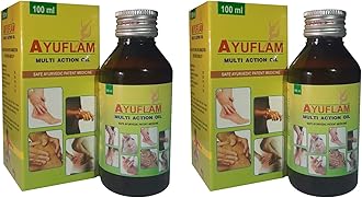 Ayusearch Ayuflam Multi Action Oil | Muscular Pain Relief Anti Inflammatory With Five Herbal Oil | Ayurvedic 100% Natural 100 ML Each (Pack of 2)