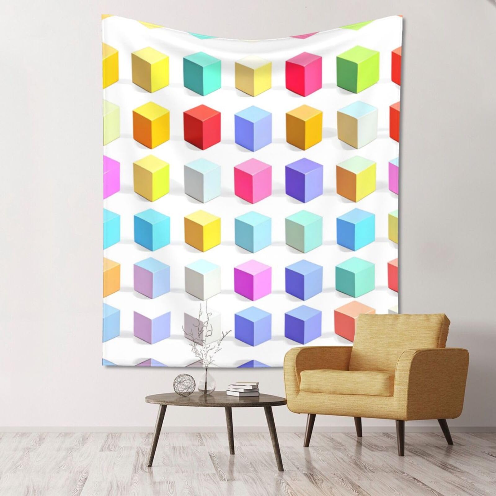 ZZYYDS Floral Wall Decor Tapestry Colorful Cubes for Living Room Dormitory Home Decor Party Background, 60x51 Inch (Vertical)