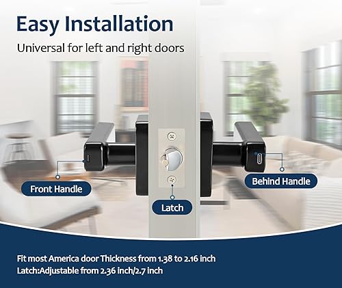 Miniatura 8 de Cerradura Inteligente de Perilla de Puerta con Huella Dactilar 4 en 1 - No Requiere Aplicación, Cerraduras de Puerta para Dormitorios y Oficinas,