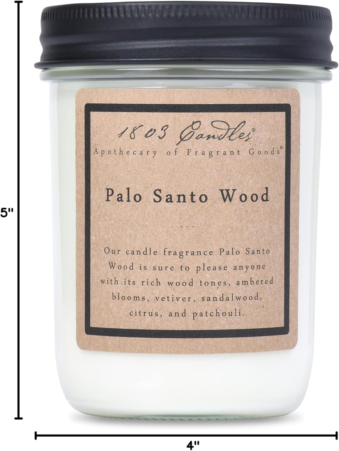 1803 Candles - 14 oz. Jar Soy Candles - Palo Santo Wood