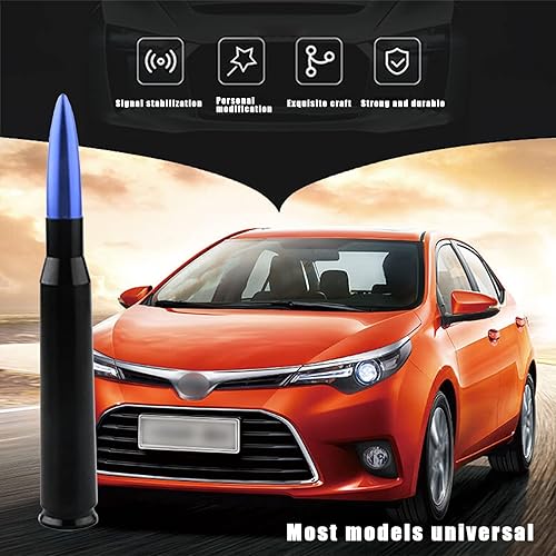 Miniatura 5 de Pack-1 Antena de bala para automóvil, antena de camión para Ford F150 Wrangler, Jeep Chevrolet, accesorios de camiones de alta resistencia (azul)