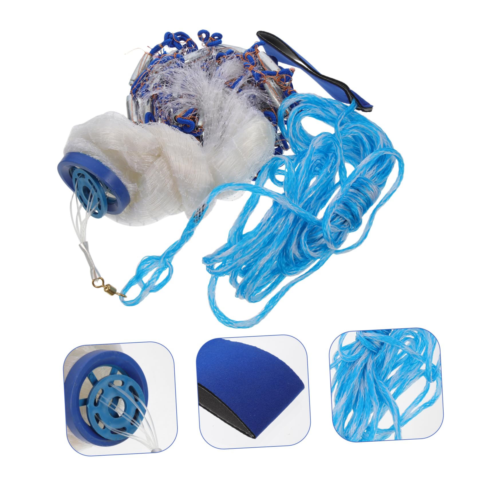 Filet de Pêche Portable Pliable à Mailles, Cercle Flottant 360°