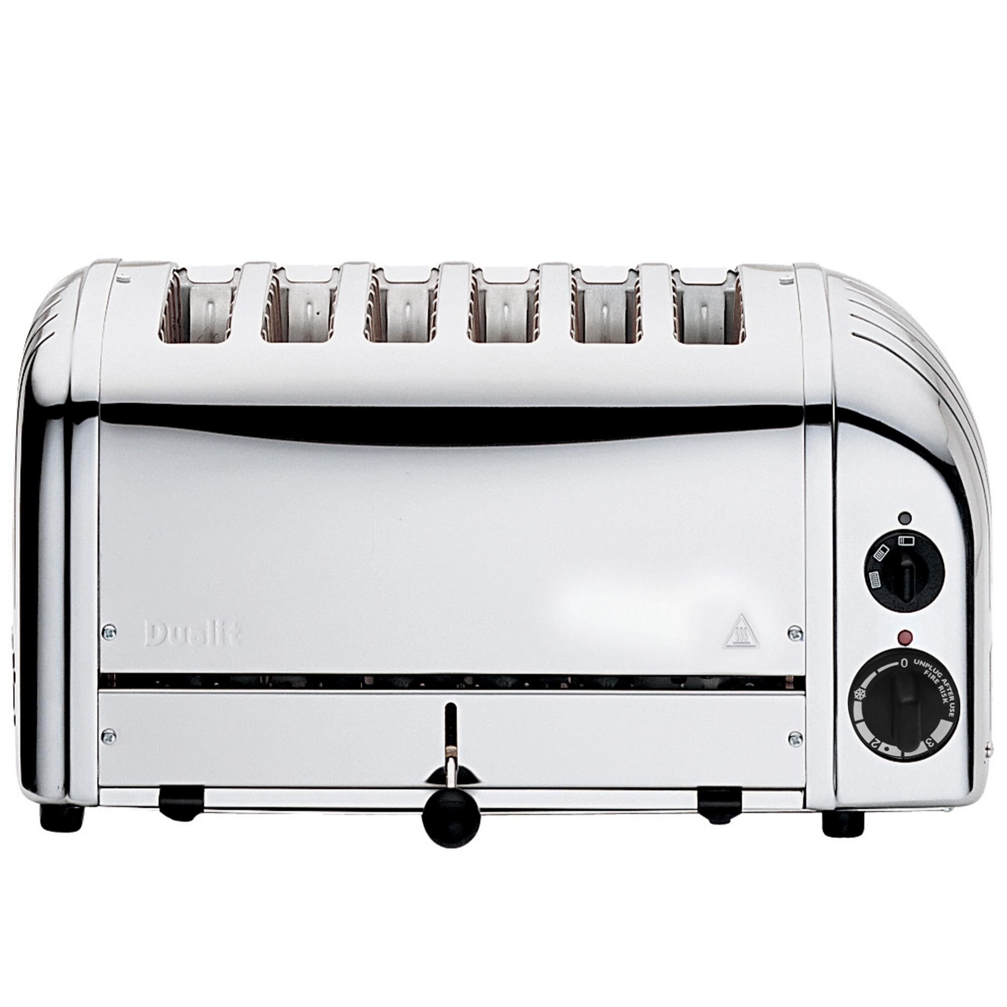 Dualit - Grille-pain Dualit Vario 6 tranches 3 kW 60144, inox - Faites griller 2, 4 ou 6 tranches avec sélecteur de fentes ; 220(H) x 460(l) x 210(P) mm, tiroir à miettes, patins en caoutchouc, E972