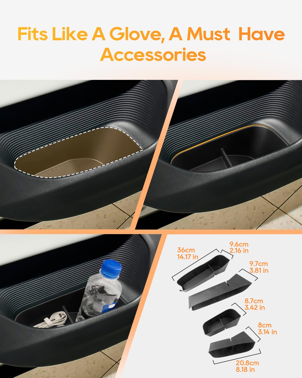 YEE PIN - 4 tasche laterali per porta Xpeng G6 2024-2026, tasca anteriore e posteriore, per Xpeng G6, accessori TPE, organizer interno porta (nero)