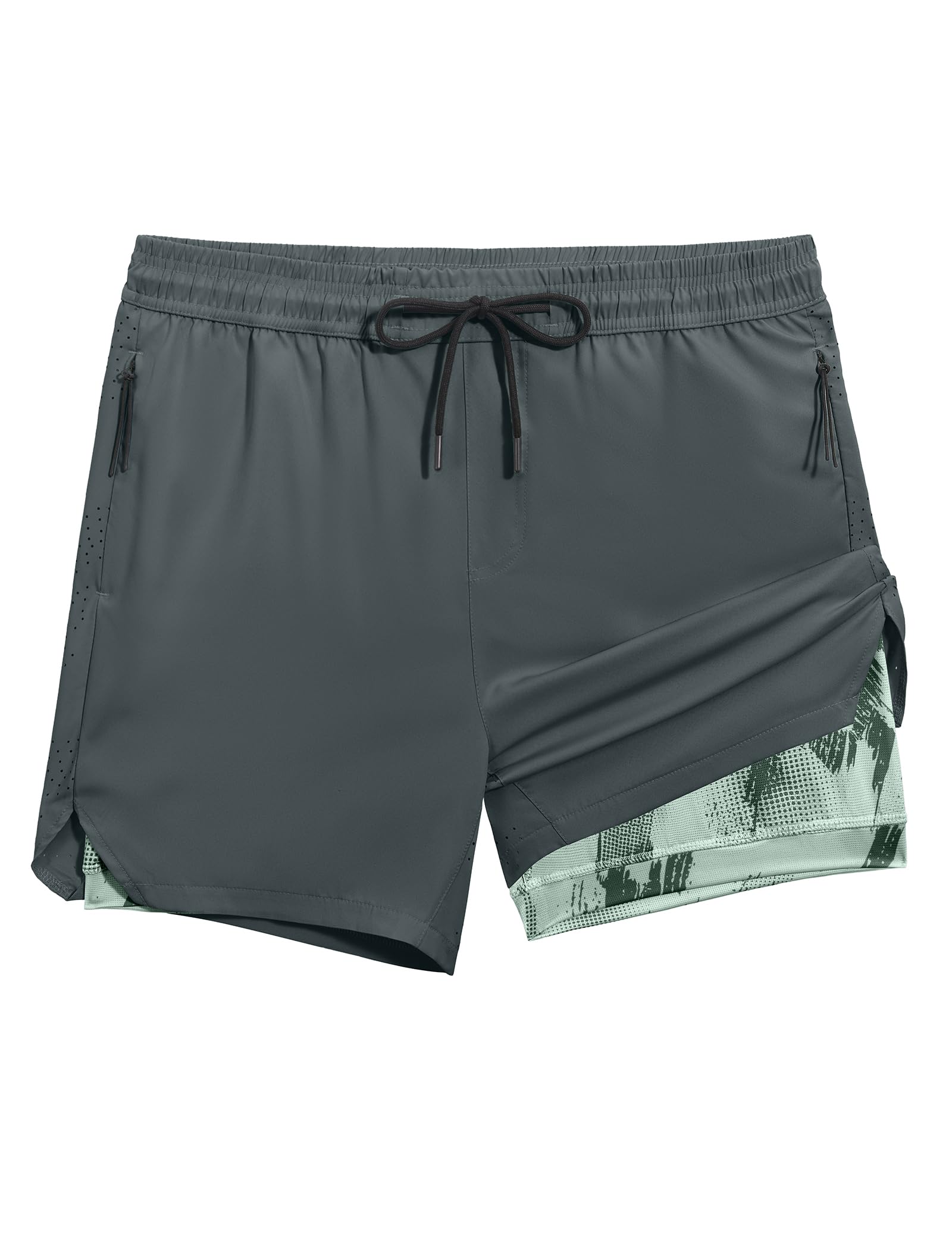Mens 5 Gym Running Shorts 2 in 1 Quick Dry Workout Athletic Shorts with Compression Liner Sports Shorts