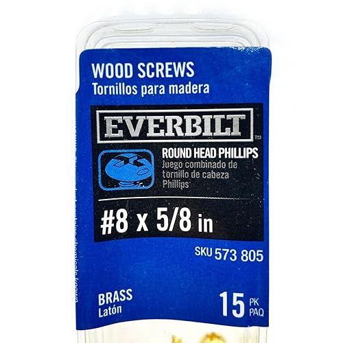 Miniatura 4 de 15 tornillos Phillips Drive de latón para madera #8 x 58 pulgadas, cabeza redonda
