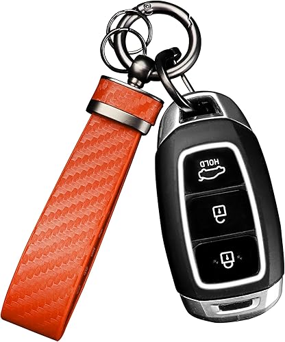 Miniatura 7 de Turcee Llavero de fibra de carbono para automóvil, accesorios para interiores de automóviles, llaveros de cuero para automóvil, accesorios