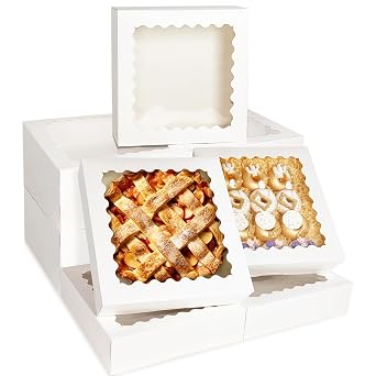 Bakepacker Auto-pop Up White Pie Boxes With Window 12x12x3